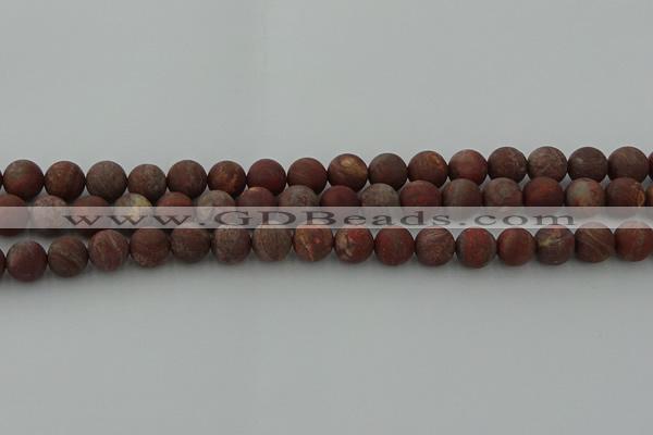 CRO1102 15.5 inches 8mm round matte pomegranate jasper beads