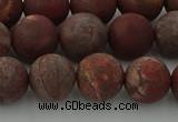 CRO1103 15.5 inches 10mm round matte pomegranate jasper beads