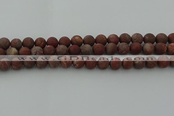 CRO1103 15.5 inches 10mm round matte pomegranate jasper beads