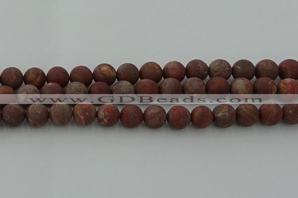 CRO1104 15.5 inches 12mm round matte pomegranate jasper beads