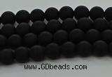 CRO1130 15.5 inches 4mm round matte black agate gemstone beads