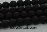 CRO1131 15.5 inches 6mm round matte black agate gemstone beads