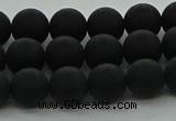 CRO1132 15.5 inches 8mm round matte black agate gemstone beads