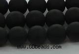 CRO1133 15.5 inches 10mm round matte black agate gemstone beads