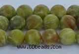 CRO1152 15.5 inches 8mm round matte green dragon serpentine jasper beads