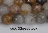 CRO1197 15.5 inches 8mm faceted round mixed lodalite quartz beads