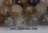 CRO1198 15.5 inches 10mm faceted round mixed lodalite quartz beads