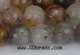 CRO1199 15.5 inches 12mm faceted round mixed lodalite quartz beads