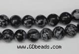 CRO122 15.5 inches 8mm round snowflake obsidian beads wholesale