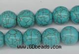 CRO395 15.5 inches 14mm round synthetic turquoise beads wholesale