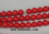 CRO44 15.5 inches 6mm round synthetic coral beads wholesale