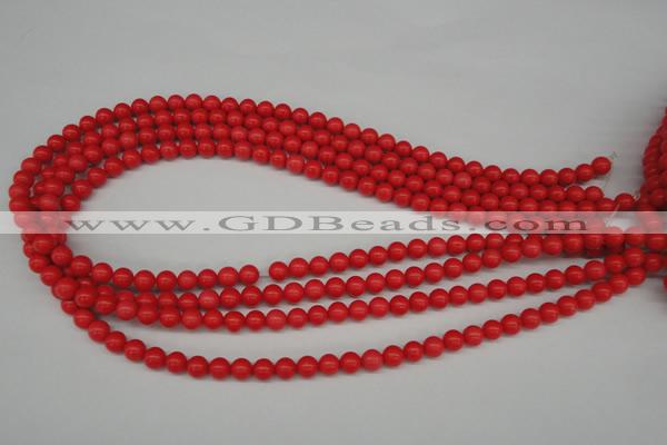 CRO44 15.5 inches 6mm round synthetic coral beads wholesale