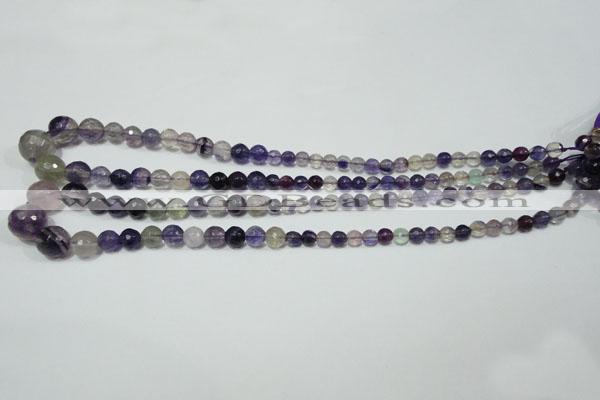 CRO731 15.5 inches 6mm – 14mm faceted round fluorite gemstone beads