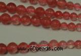 CRO745 15.5 inches 6mm – 14mm faceted round cherry quartz beads