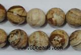 CRO765 15.5 inches 14mm faceted round picture jasper beads wholesale