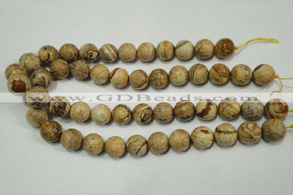 CRO766 15.5 inches 16mm faceted round picture jasper beads wholesale