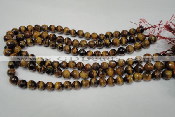 CRO783 15.5 inches 10mm faceted round yellow tiger eye beads wholesale