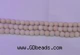 CRO790 15.5 inches 4mm round matte rice white fossil beads