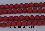 CRO940 15.5 inches 4mm round matte red jasper beads wholesale