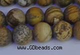 CRO973 15.5 inches 10mm round matte picture jasper beads wholesale