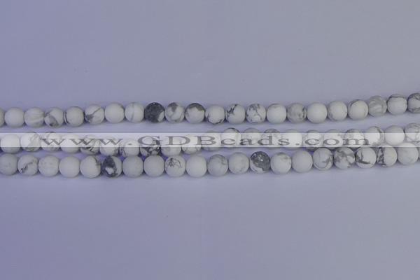 CRO982 15.5 inches 8mm round matte white howlite beads wholesale