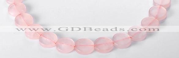 CRQ10 16mm coin A grade natural rose quartz beads Wholesale