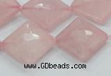 CRQ107 15.5 inches 20*20mm faceted diamond natural rose quartz beads