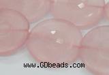 CRQ111 15.5 inches 30mm faceted coin natural rose quartz beads