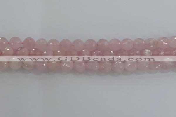 CRQ131 15.5 inches 10mm faceted round natural rose quartz beads