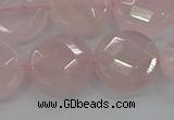 CRQ140 15.5 inches 18mm faceted coin natural rose quartz beads