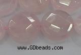 CRQ141 15.5 inches 20mm faceted coin natural rose quartz beads