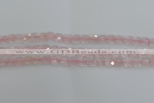 CRQ153 15.5 inches 8mm faceted square natural rose quartz beads