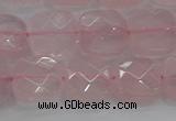 CRQ155 15.5 inches 12mm faceted square natural rose quartz beads