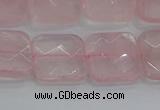 CRQ156 15.5 inches 15mm faceted square natural rose quartz beads