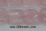 CRQ157 15.5 inches 18mm faceted square natural rose quartz beads