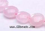 CRQ18 8*14mm flat round natural rose quartz beads wholesale