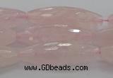 CRQ195 15.5 inches 10*30mm faceted rice natural rose quartz beads