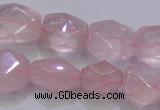 CRQ275 12*15mm – 15*19mm faceted nuggets rose quartz beads