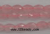 CRQ350 15.5 inches 6*9mm faceted rice rose quartz beads