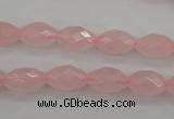 CRQ351 15.5 inches 8*12mm faceted rice rose quartz beads