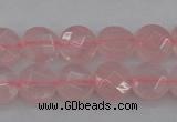 CRQ360 15.5 inches 8mm faceted coin rose quartz beads wholesale