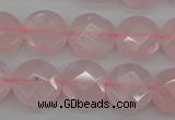 CRQ362 15.5 inches 15mm faceted coin rose quartz beads wholesale