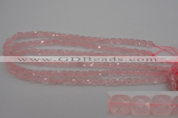 CRQ365 15.5 inches 8*8mm faceted square rose quartz beads