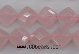 CRQ370 15.5 inches 12*12mm faceted diamond rose quartz beads