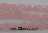 CRQ372 15.5 inches 8*10mm faceted oval rose quartz beads wholesale