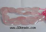 CRQ386 20*30mm - 22*35mm twisted & faceted freeform rose quartz beads