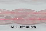 CRQ40 15.5 inches 10*30mm faceted rice natural rose quartz beads