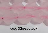 CRQ409 15.5 inches 12mm faceted nuggets matte rose quartz beads