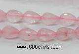 CRQ42 15.5 inches 8*12mm faceted teardrop natural rose quartz beads