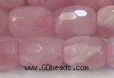 CRQ425 15.5 inches 10*15mm - 11*16mm faceted drum rose quartz beads